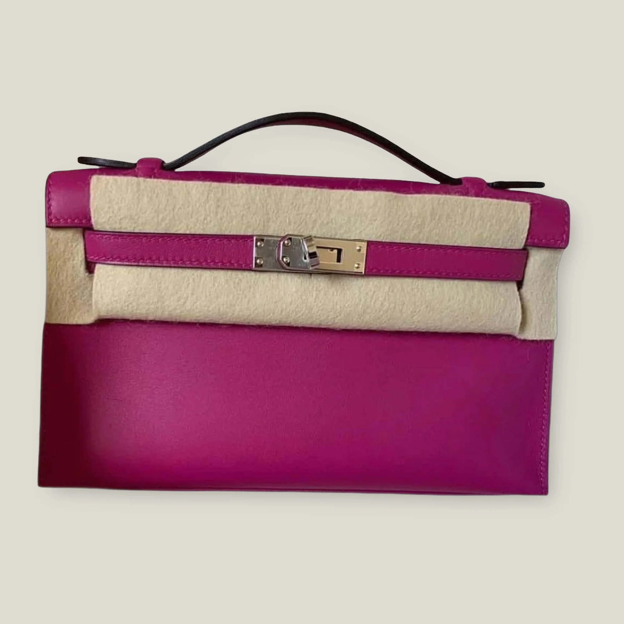 Hermès Kelly Pochette 22 Purple Pink Swift Palladium Hardware (2019)