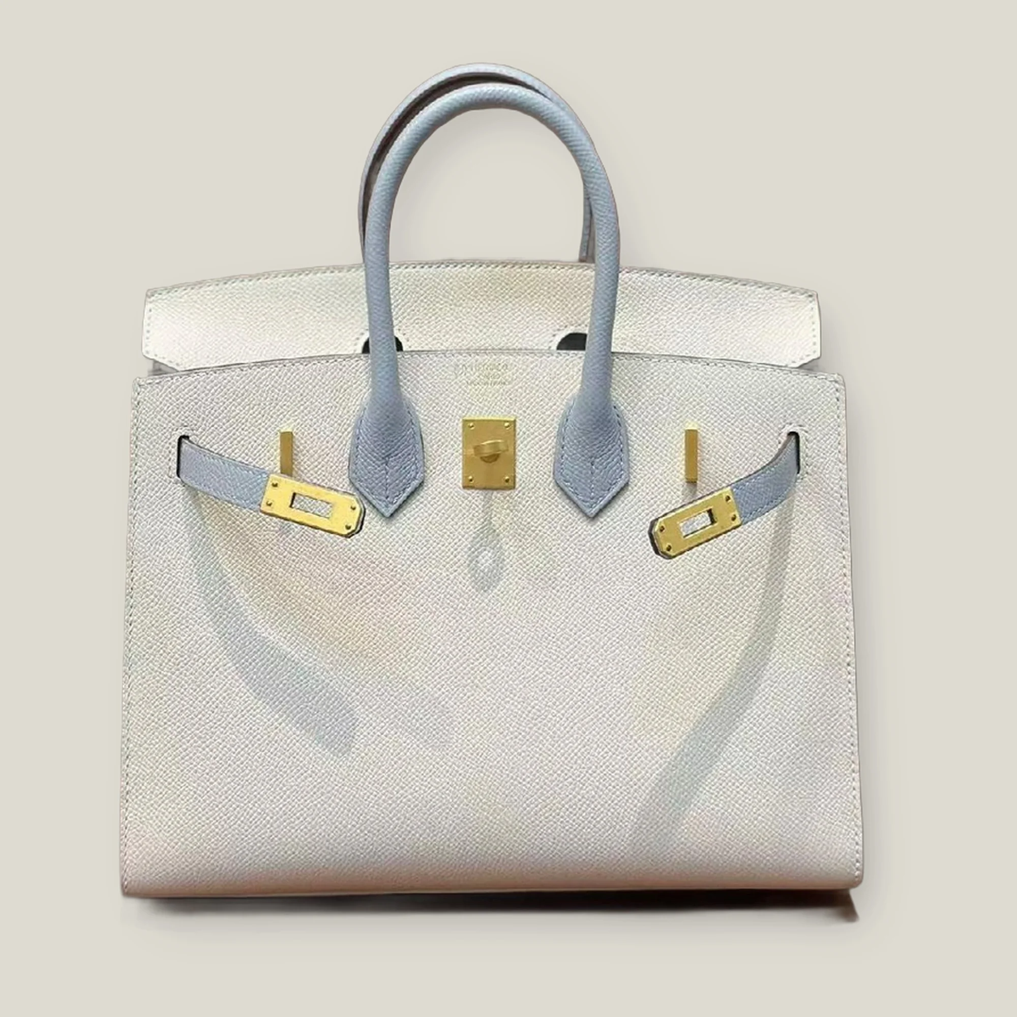 Hermès Birkin 25 HSS Sellier Bicolor Blue Brume / Craie Epsom Brushed Gold Hardware (2022) - Image 1