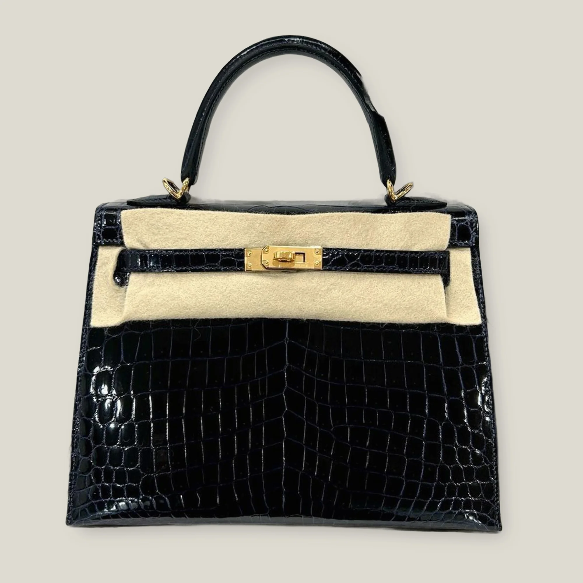 Hermès Kelly 25 Sellier Blue Shiny Niloticus Crocodile Gold Hardware (2023) - Image 1