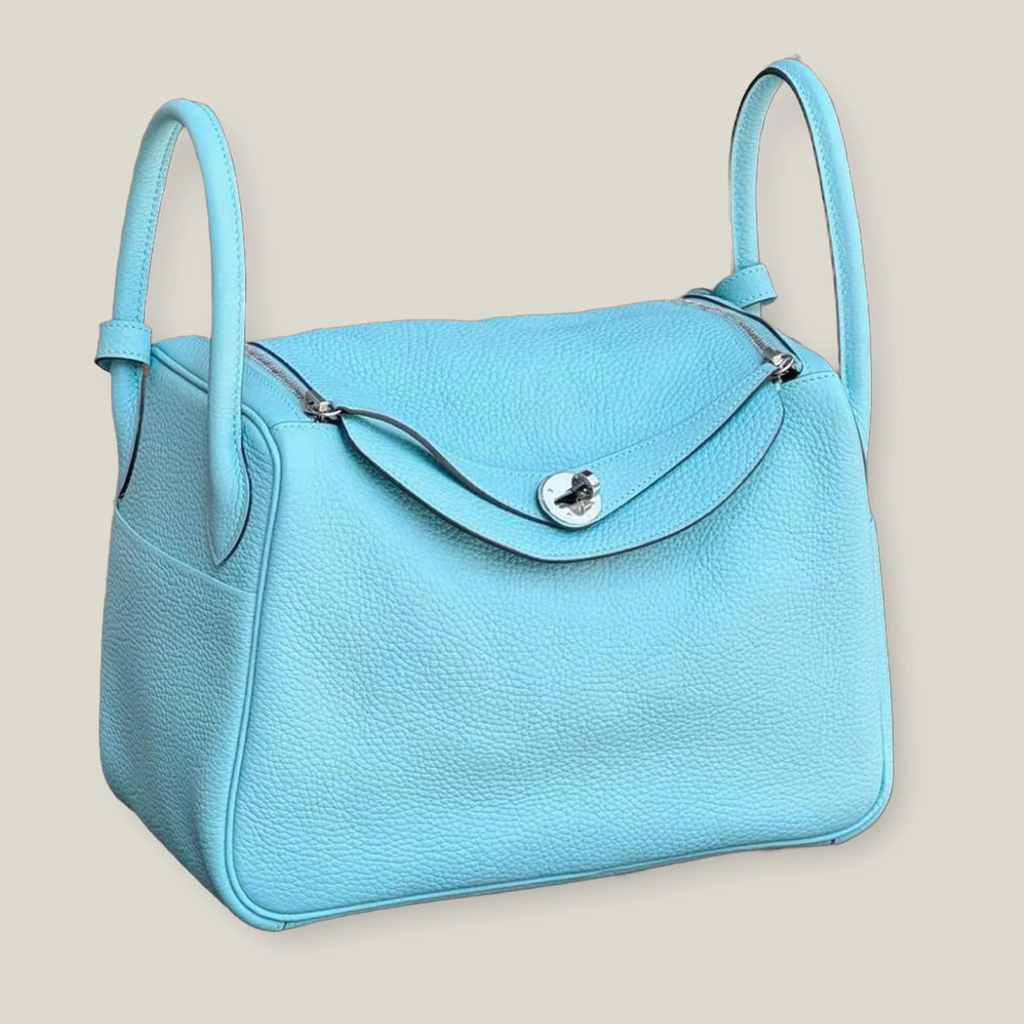 Hermès Lindy 30 Blue Atoll Clemence Palladium Hardware (2015) - Image 1