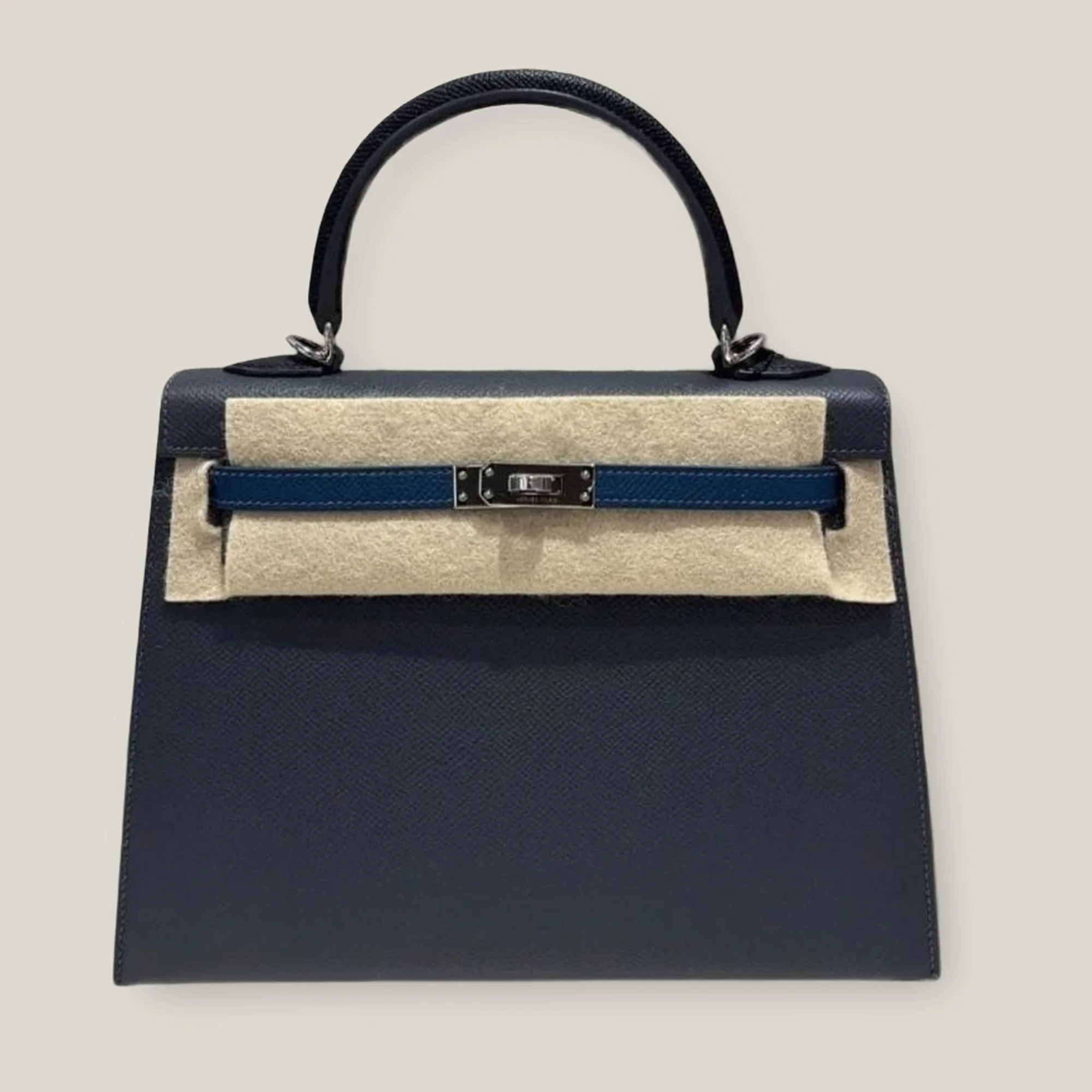 Hermès Kelly 25 Sellier Tricolor Black / Blue Abysse / Slate Epsom Palladium Hardware (2025) - Image 1